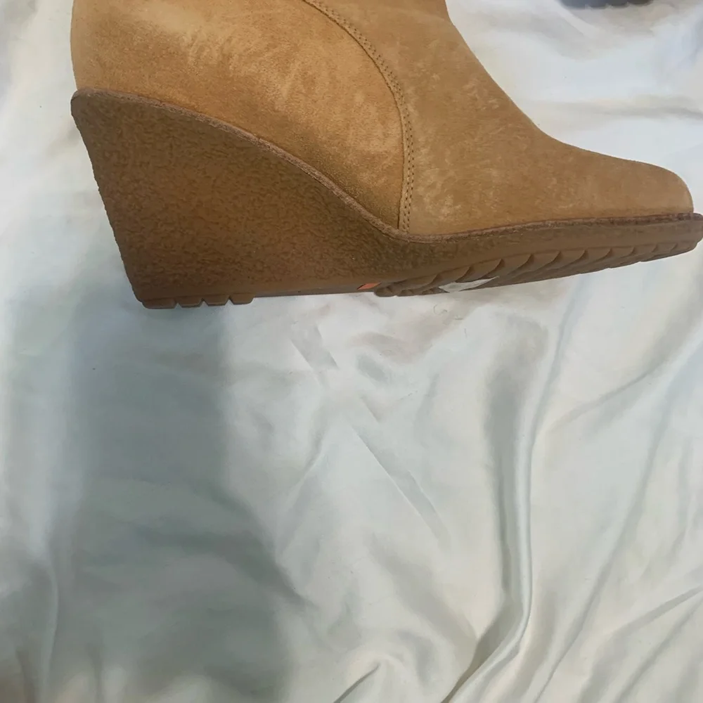 Cole Haan Women's Tall Wedge Suede Boots in Tan Size 7 1/2